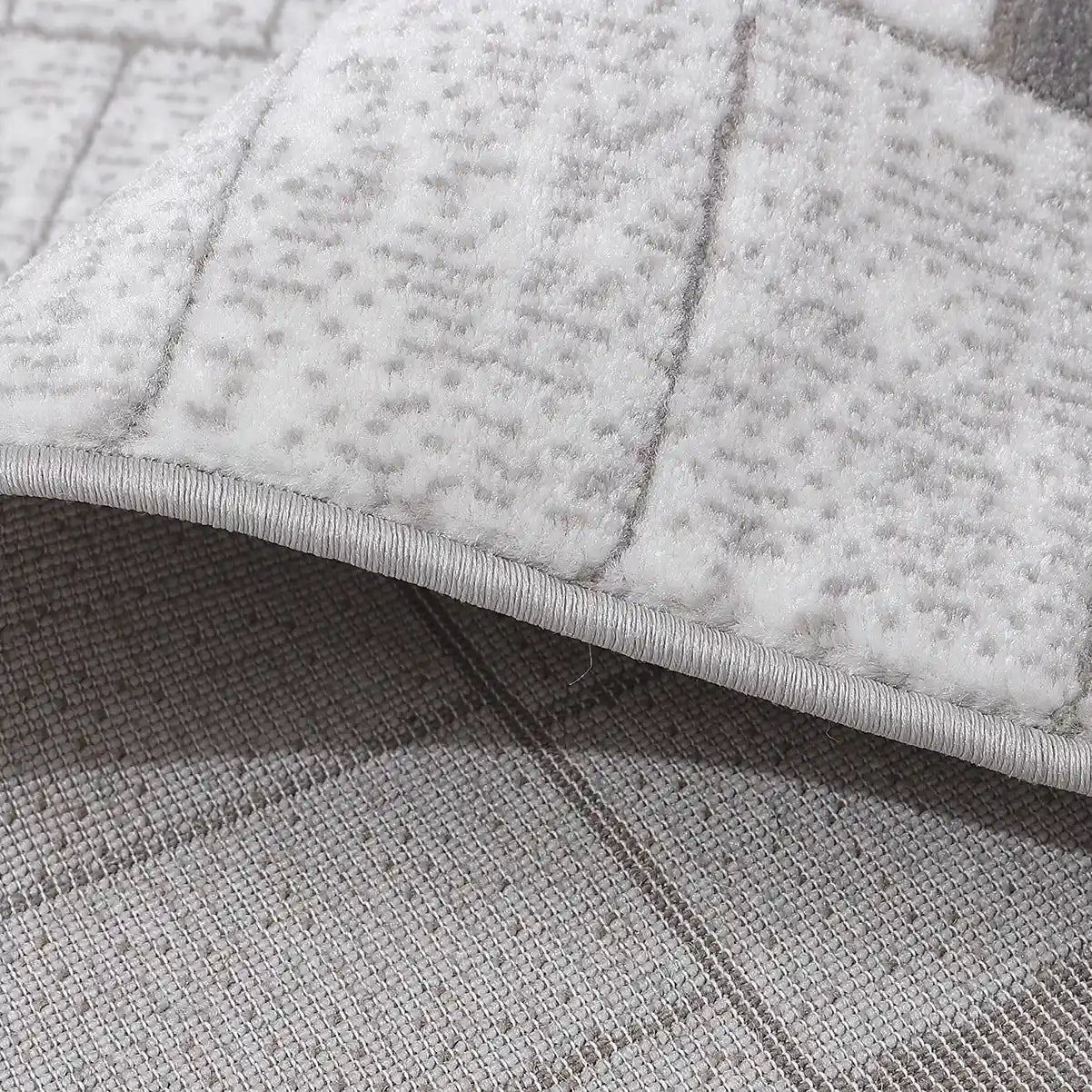 Dianya Minimal Grid Design Neutral Area Rug