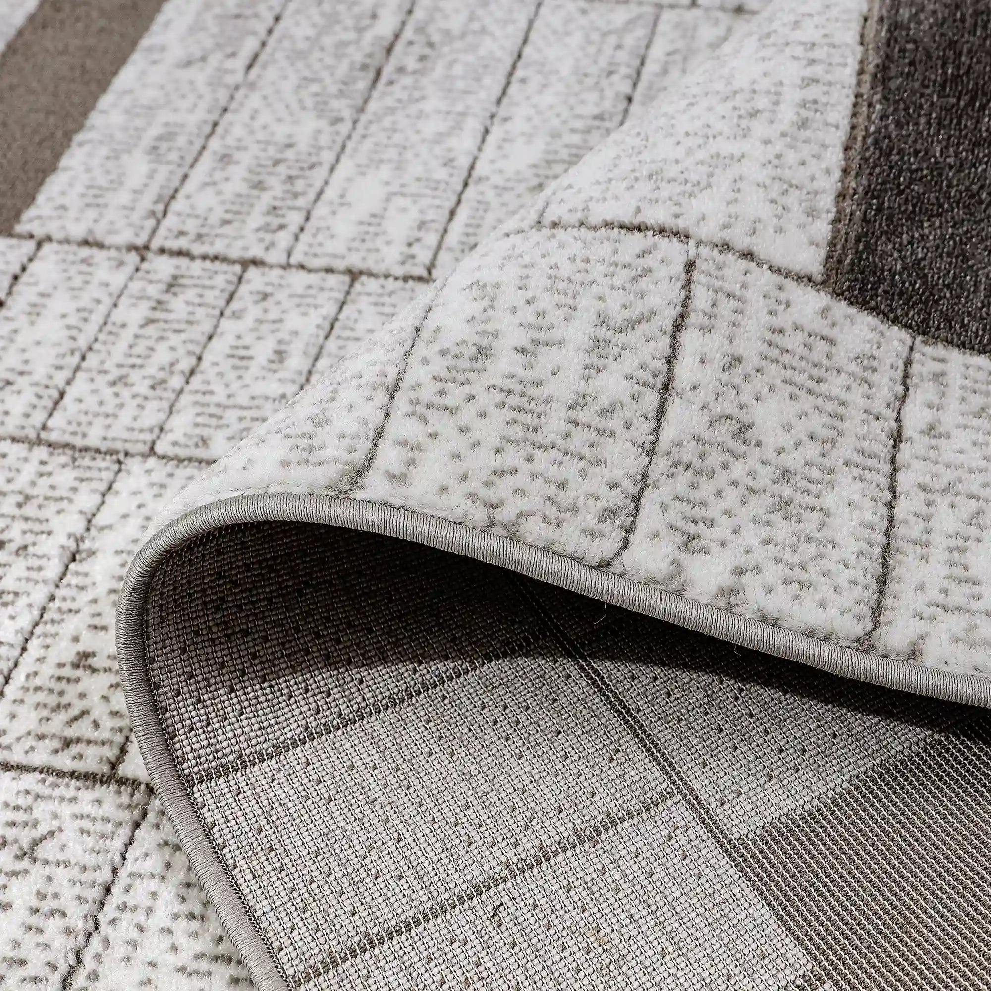 Dianya Minimal Grid Design Neutral Area Rug