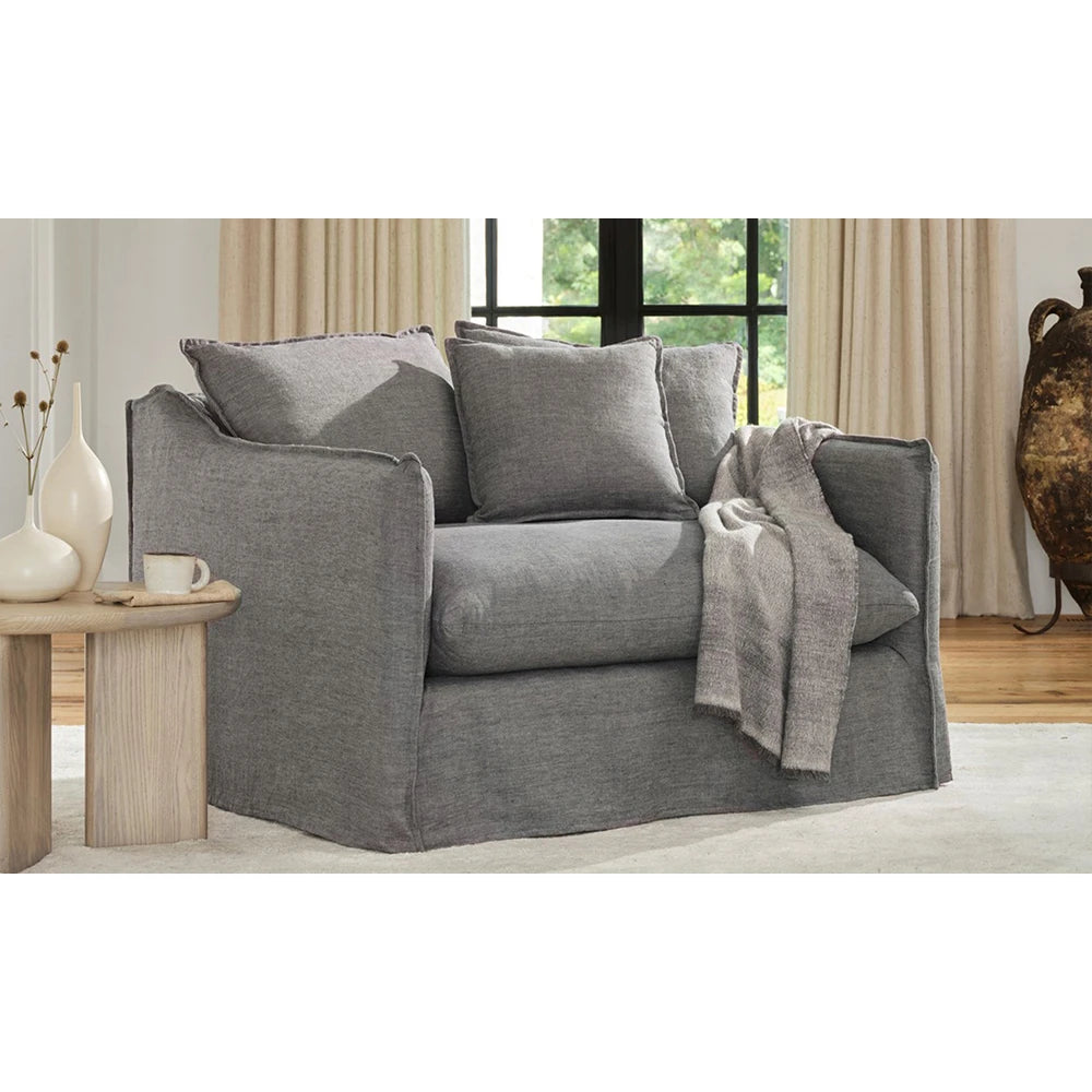 Dund Chair-and-a-Half - Performance Linen Oyster