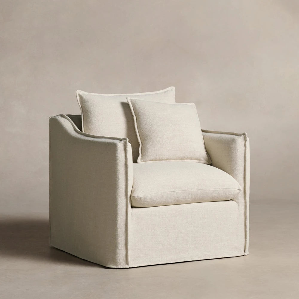 Dund Swivel Chair - Performance Linen Oyster