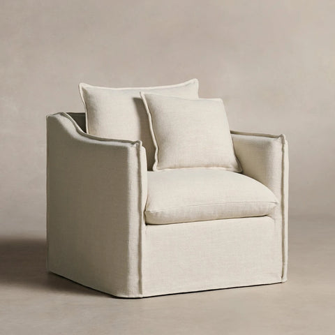 Dund Swivel Chair - Performance Linen Oyster