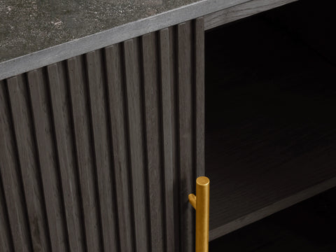 Finnley Sideboard Wood Stone Top Reeded Contemporary Artisanal Dining