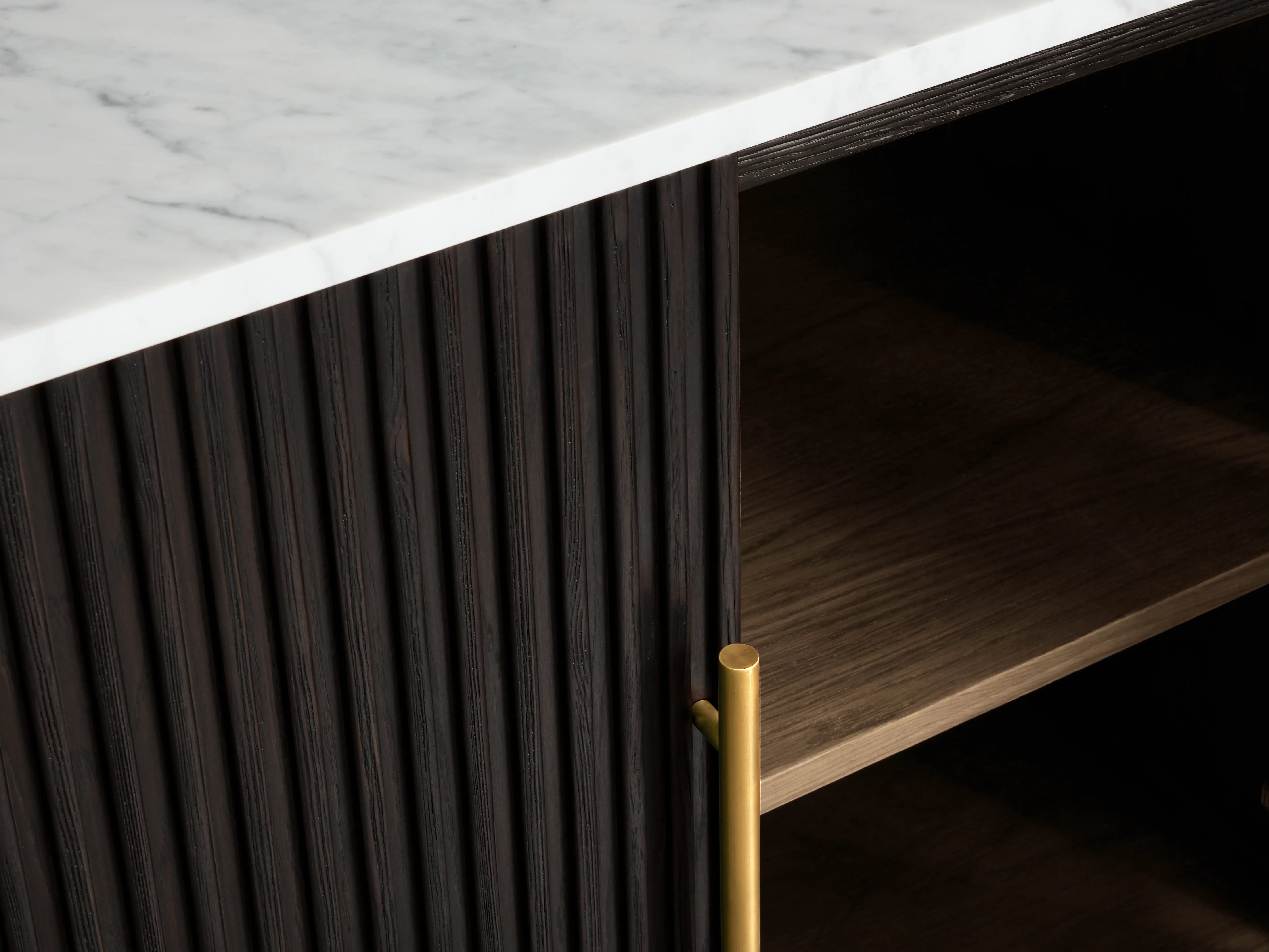 Finnley Sideboard Wood Stone Top Reeded Contemporary Artisanal Dining