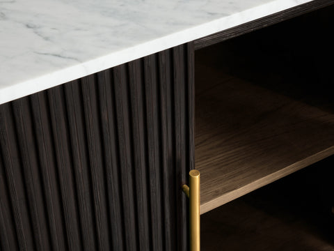 Finnley Sideboard Wood Stone Top Reeded Contemporary Artisanal Dining