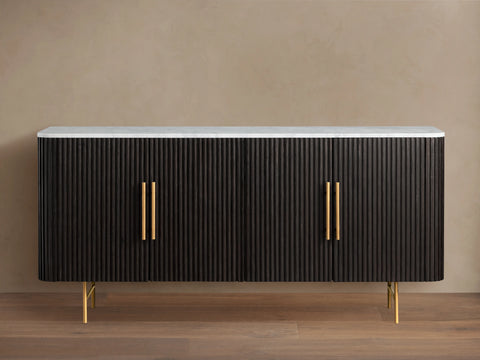 Finnley Sideboard Wood Stone Top Reeded Contemporary Artisanal Dining