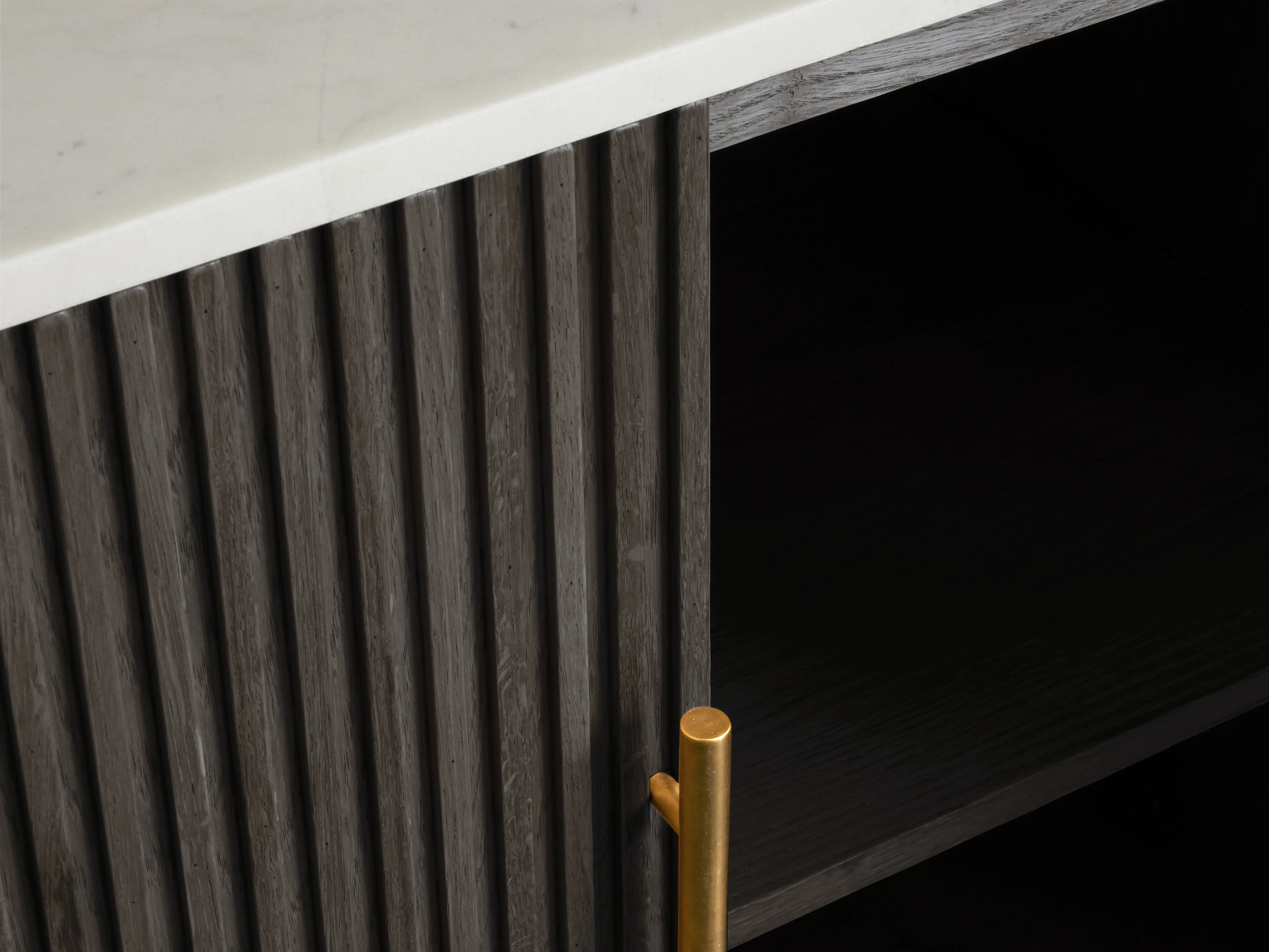 Finnley Sideboard Wood Stone Top Reeded Contemporary Artisanal Dining