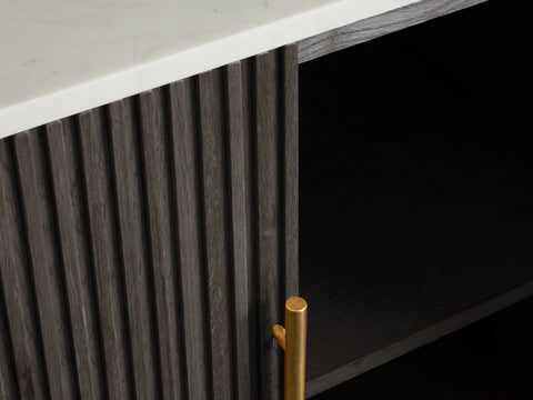 Finnley Sideboard Wood Stone Top Reeded Contemporary Artisanal Dining