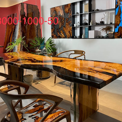 Epoxy Teak Wood Dining Table D