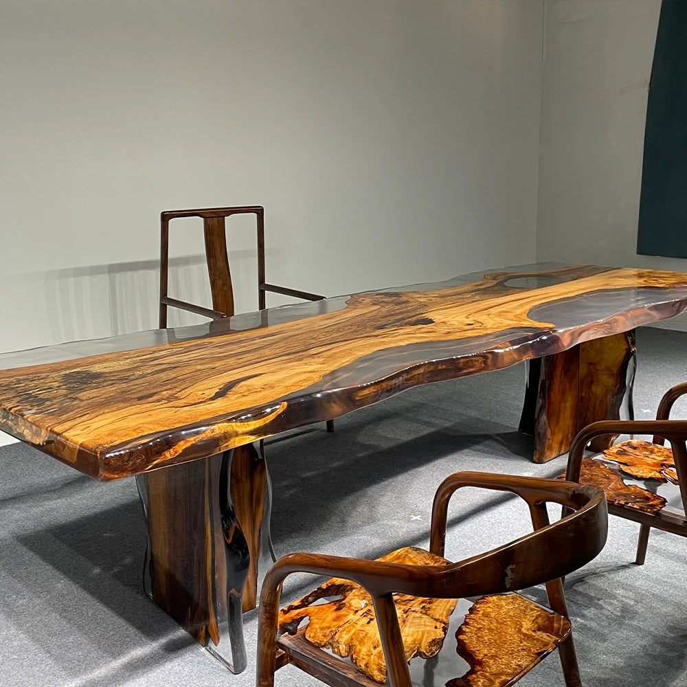 Epoxy Teak Wood Dining Table E