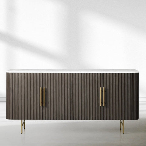 Finnley Wood Sideboard Marble Countertop Buffet Storage Cabinet Rural Entryways Cabinet