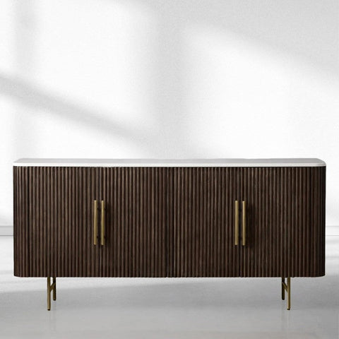 Finnley Wood Sideboard Marble Countertop Buffet Storage Cabinet Rural Entryways Cabinet