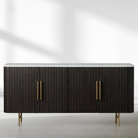 Finnley Wood Sideboard Marble Countertop Buffet Storage Cabinet Rural Entryways Cabinet