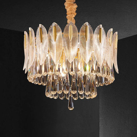 Housegent Flake 2-Tier Brass Crystal Chandelier