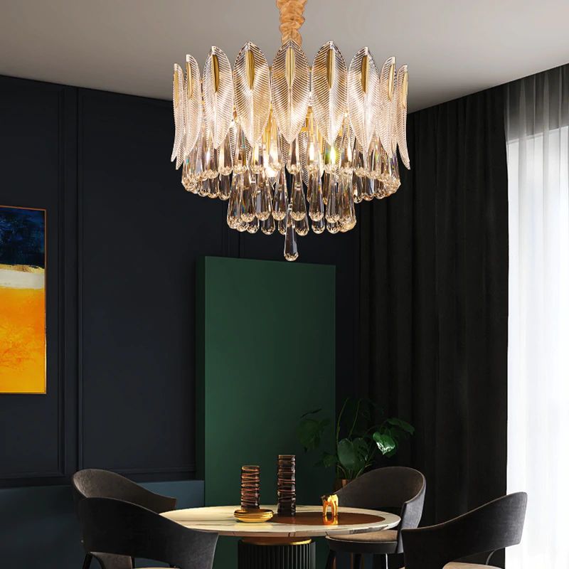 Housegent Flake 2-Tier Brass Crystal Chandelier