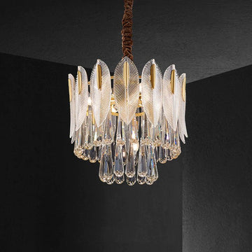 Housegent Flake 2-Tier Brass Crystal Chandelier