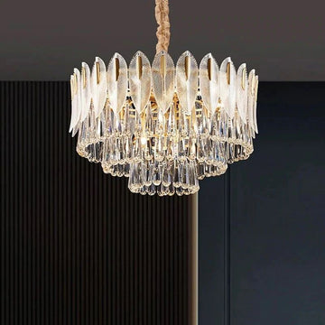 Housegent Flake 3-Tier Brass Crystal Chandelier