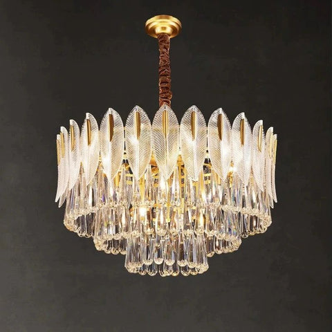 Housegent Flake 3-Tier Brass Crystal Chandelier