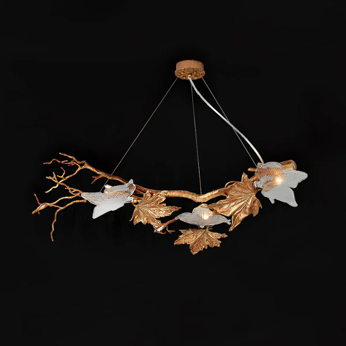 Folio Branch Brass Glass Chandelier