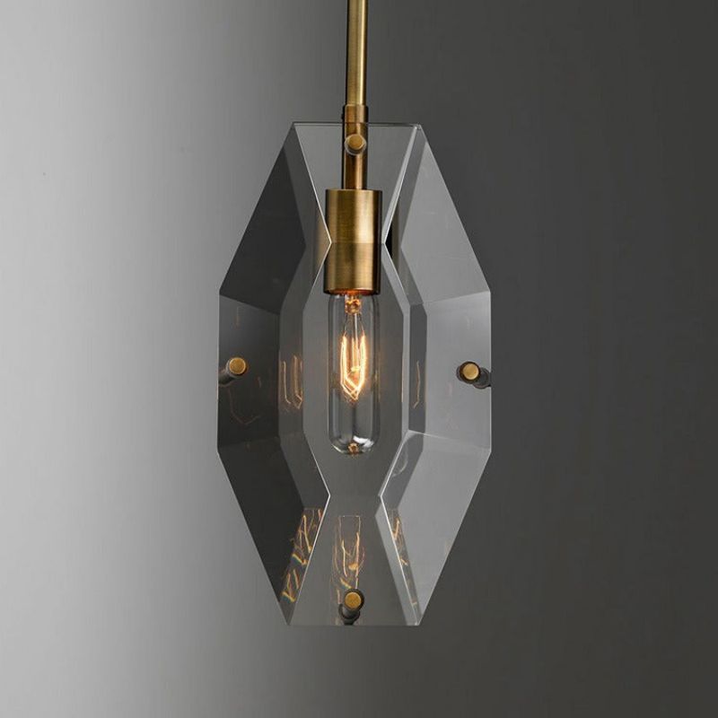 Frink Modern Faceted Smoke Crystal Pendant Light