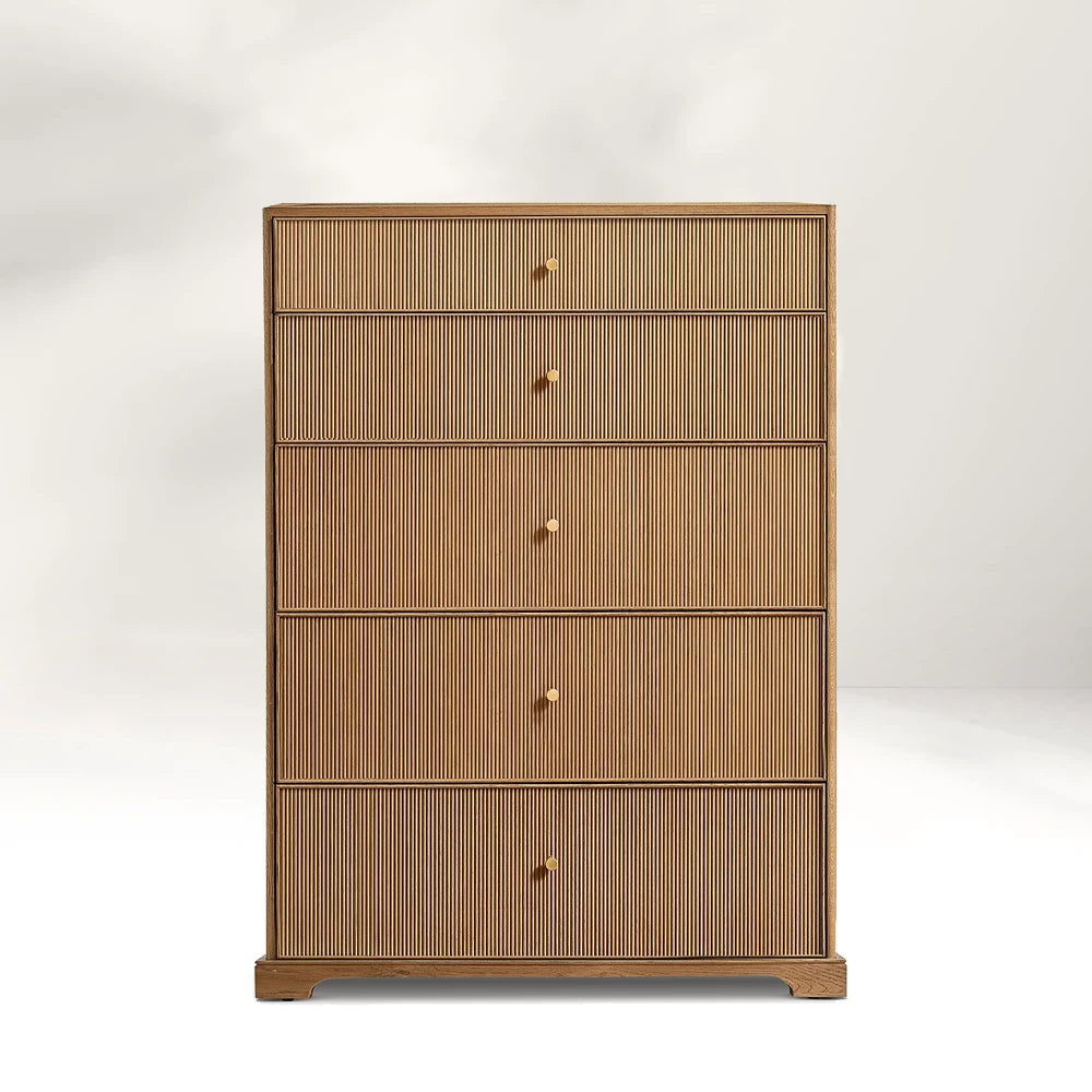 Genet Reeded 5-Drawer Narrow Dresser