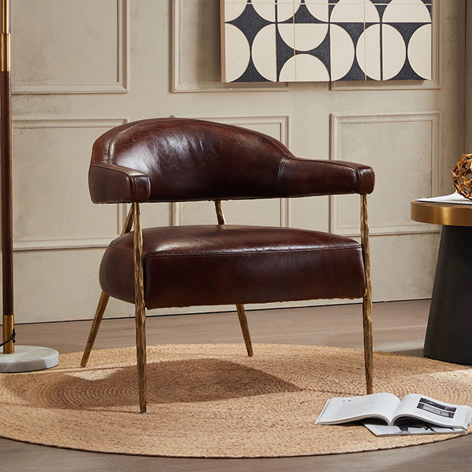 Giacometti semi-circular Leather Armchair