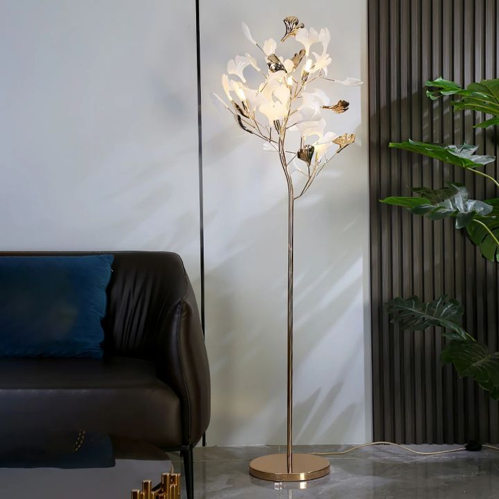 Ceramic Gingko Leaf Floor Lamp