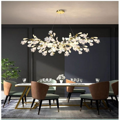 Ceramic Ginkgo Linear Branch Chandelier