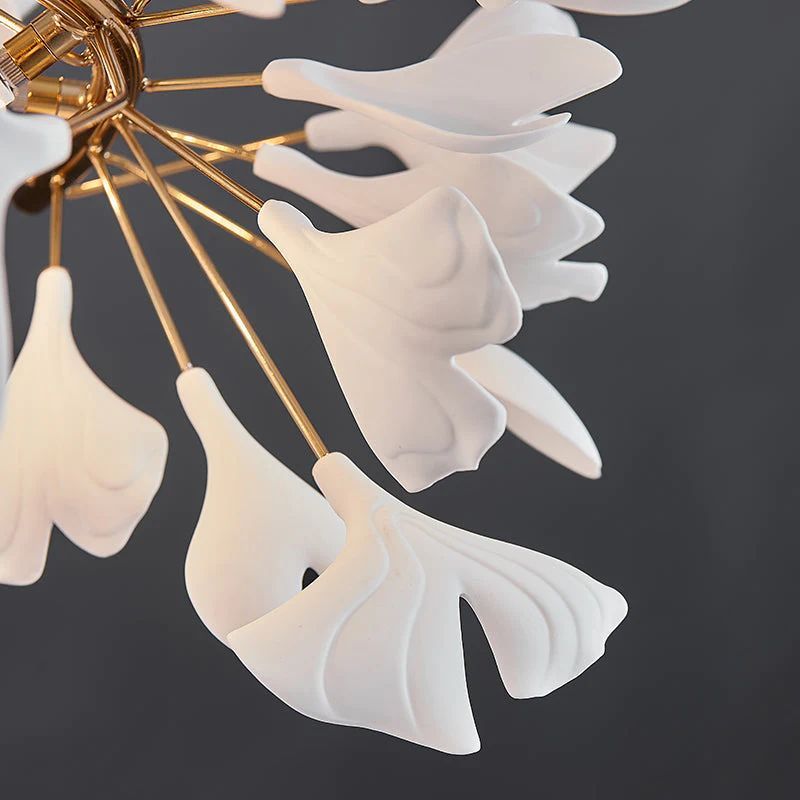 Ceramic Ginkgo C Branch Chandelier