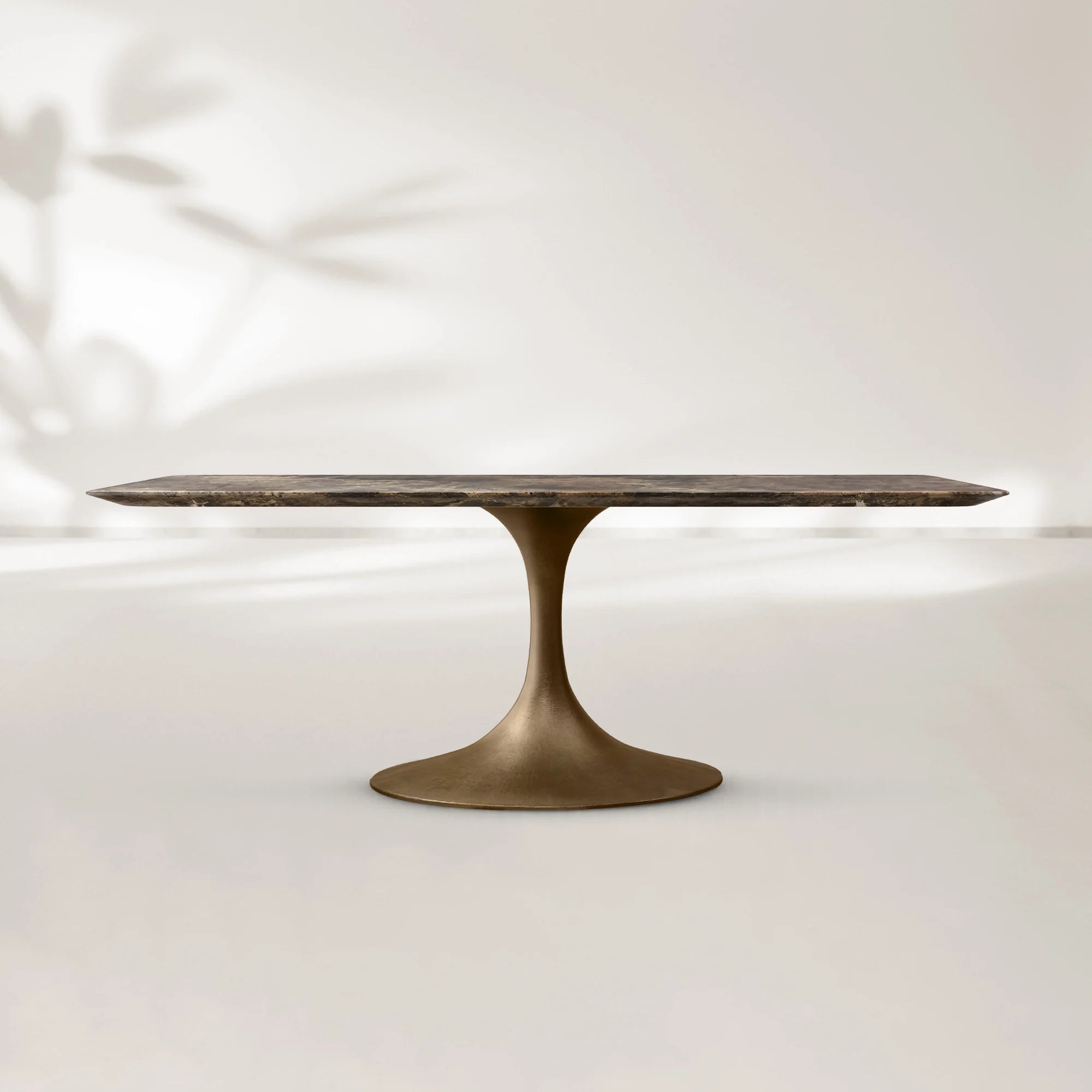 AVRA Rectangular Stone Dining Table with Oval Base