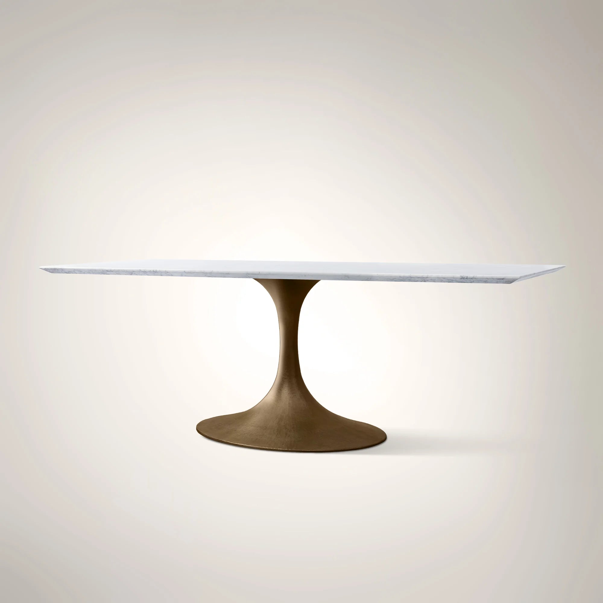AVRA Rectangular Stone Dining Table with Oval Base