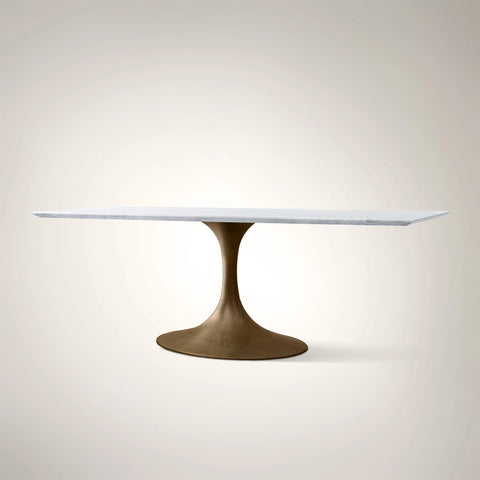 AVRA Rectangular Stone Dining Table with Oval Base