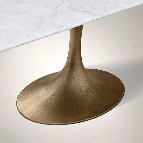 AVRA Rectangular Stone Dining Table with Oval Base