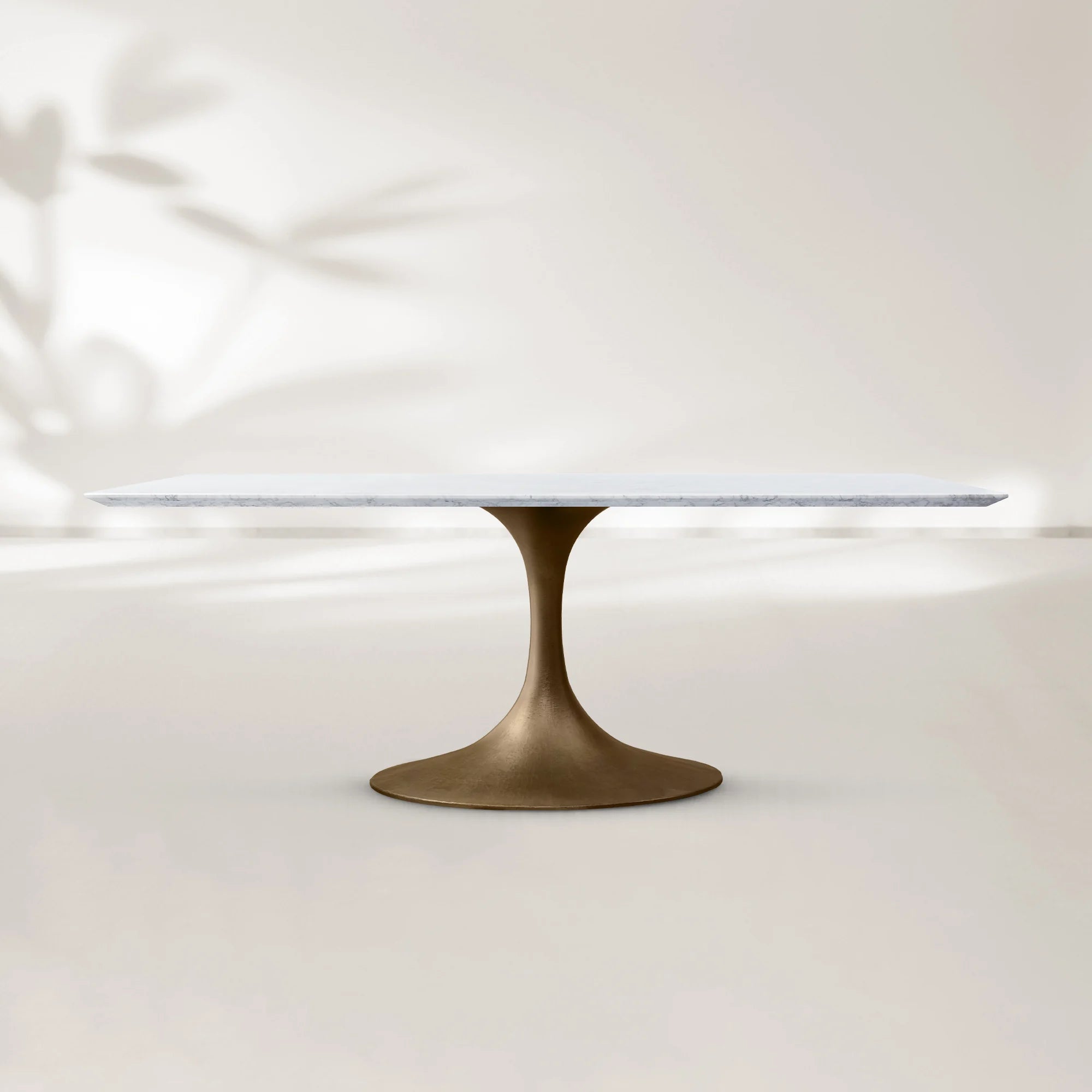 AVRA Rectangular Stone Dining Table with Oval Base