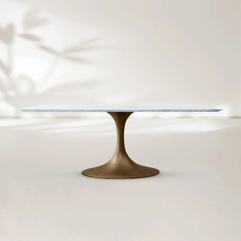 AVRA Rectangular Stone Dining Table with Oval Base