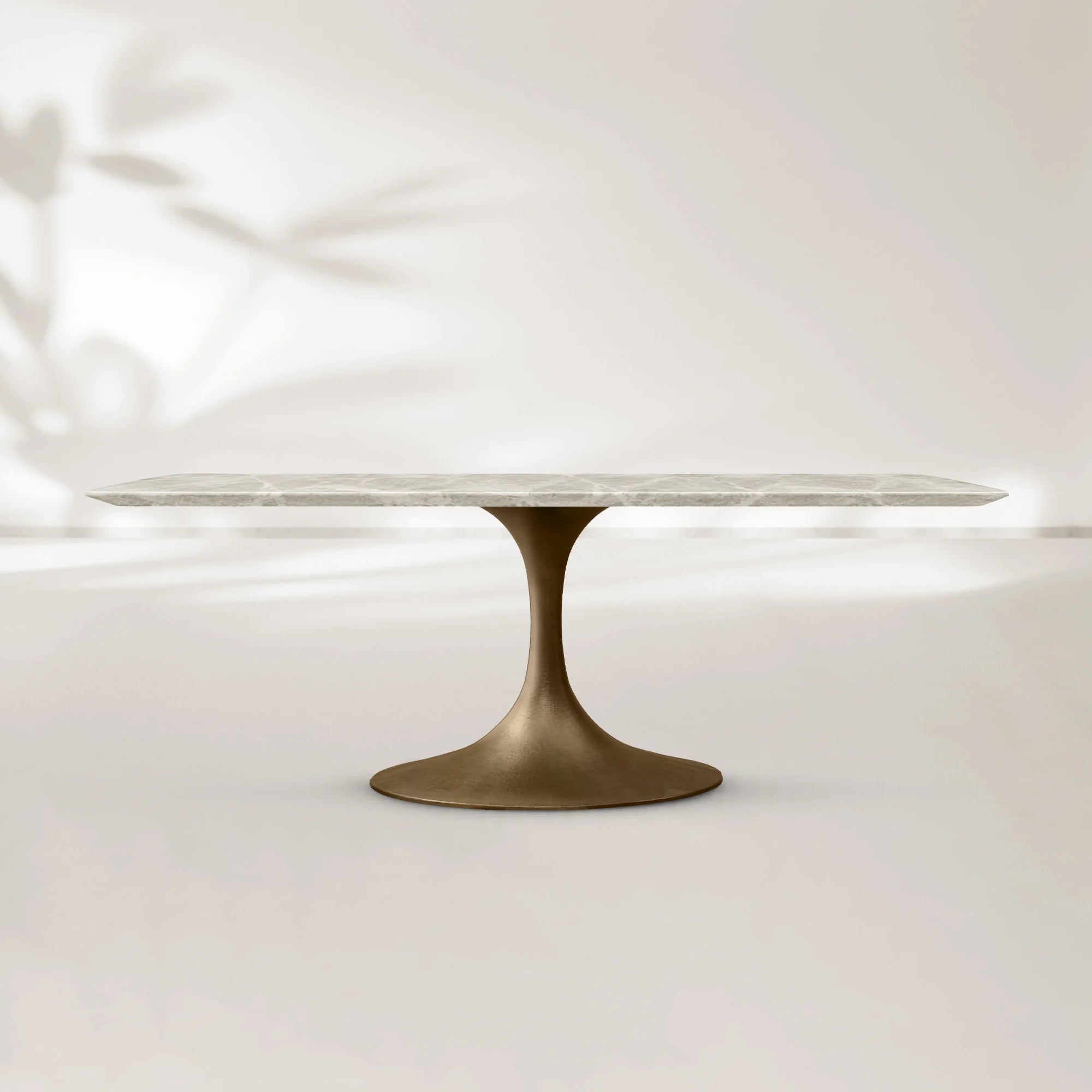 AVRA Rectangular Stone Dining Table with Oval Base