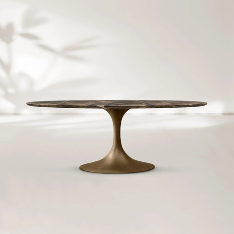 AVRA Oval Stone Dining Table with Oval Base