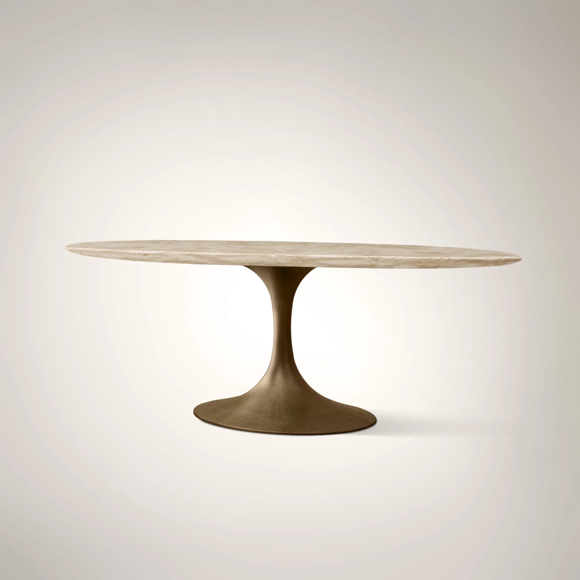 AVRA Oval Stone Dining Table with Oval Base