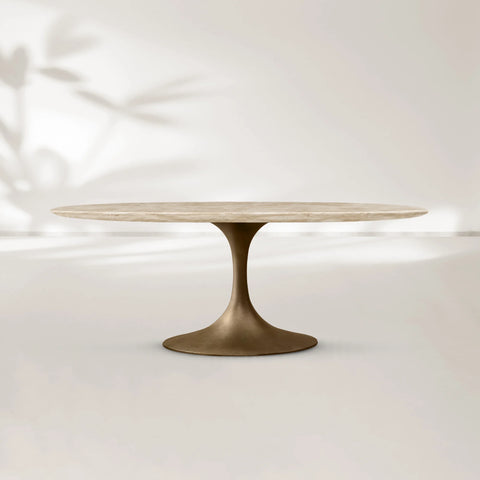 AVRA Oval Stone Dining Table with Oval Base