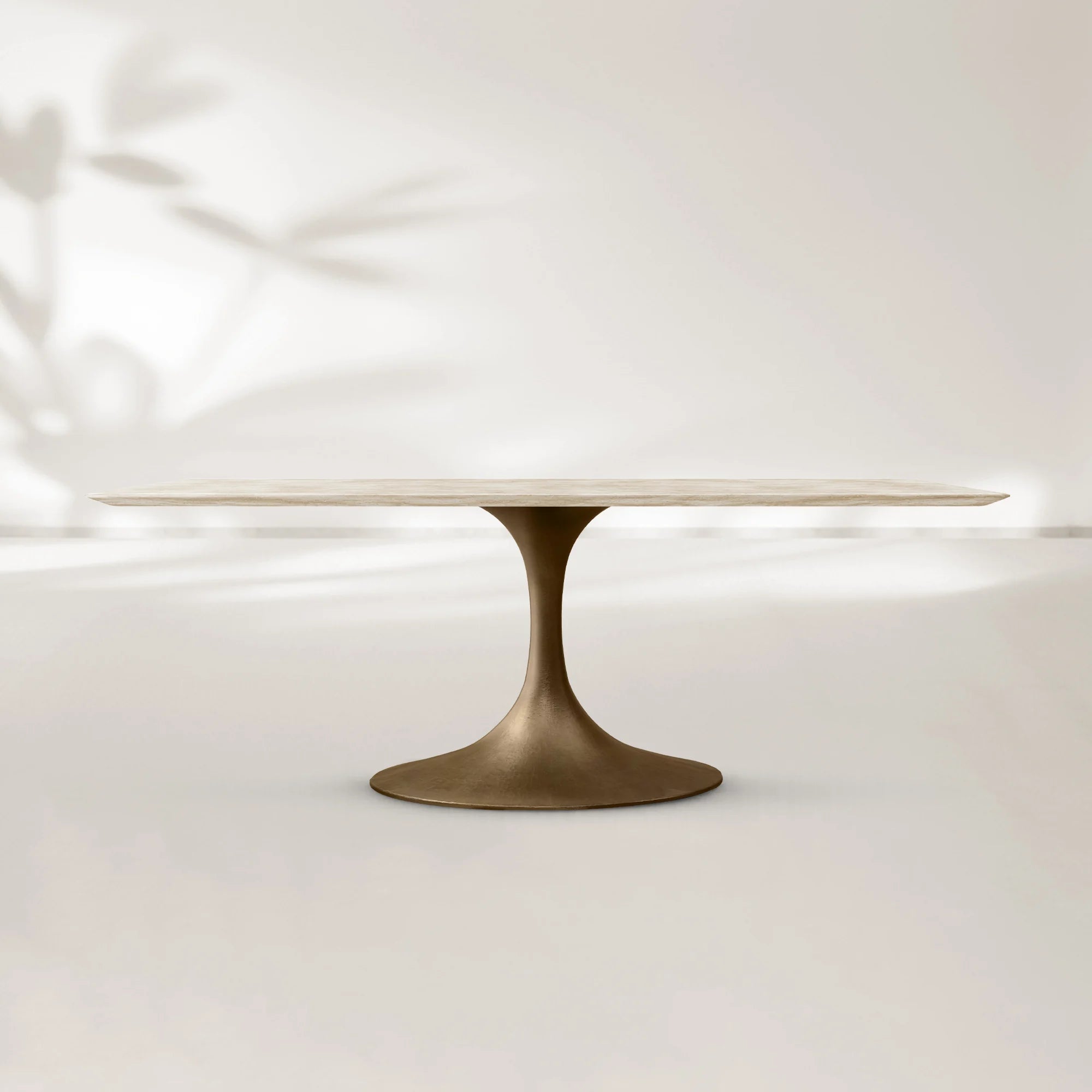 AVRA Rectangular Stone Dining Table with Oval Base