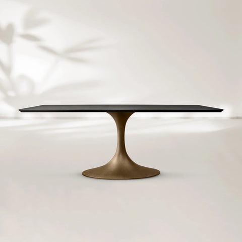 AVRA Rectangular Wood Dining Table with Oval Base
