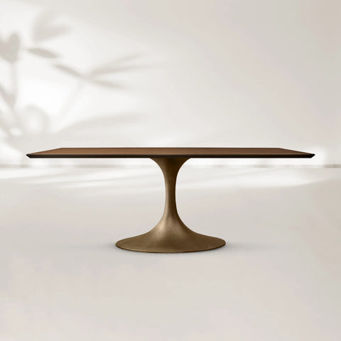 AVRA Rectangular Wood Dining Table with Oval Base