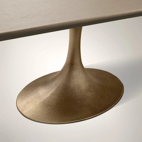 AVRA Rectangular Wood Dining Table with Oval Base