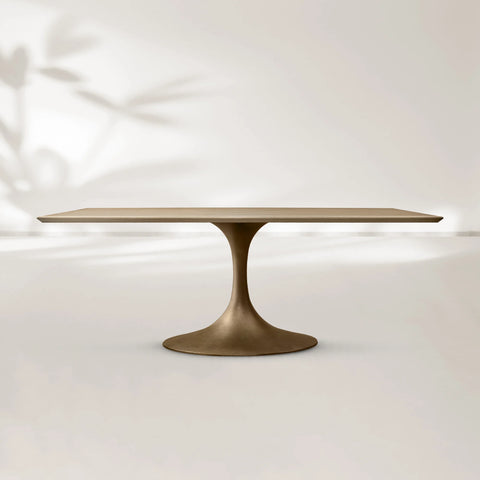AVRA Rectangular Wood Dining Table with Oval Base