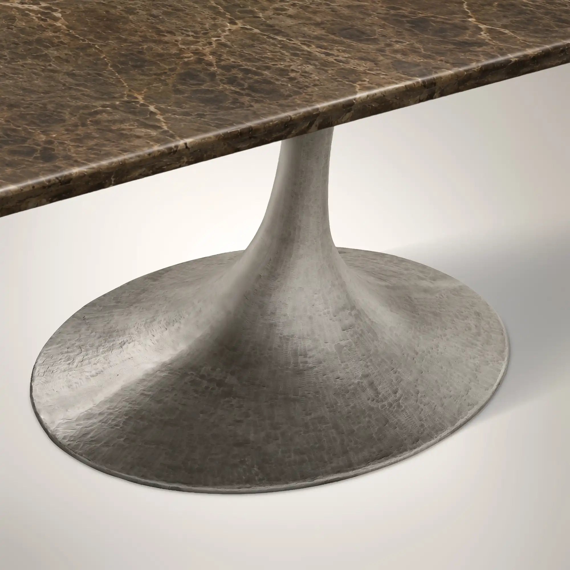 AVRA Rectangular Stone Dining Table with Oval Base