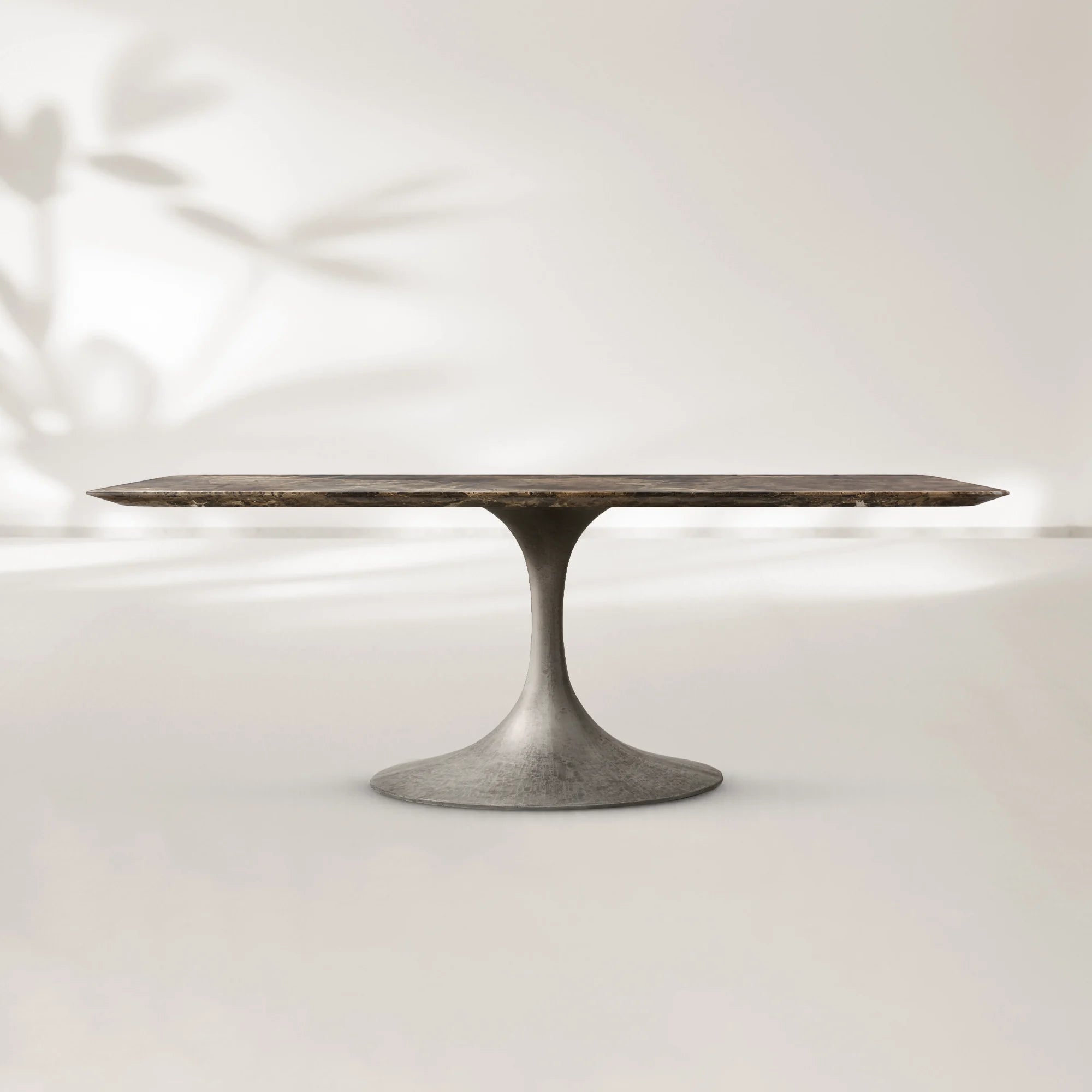 AVRA Rectangular Stone Dining Table with Oval Base