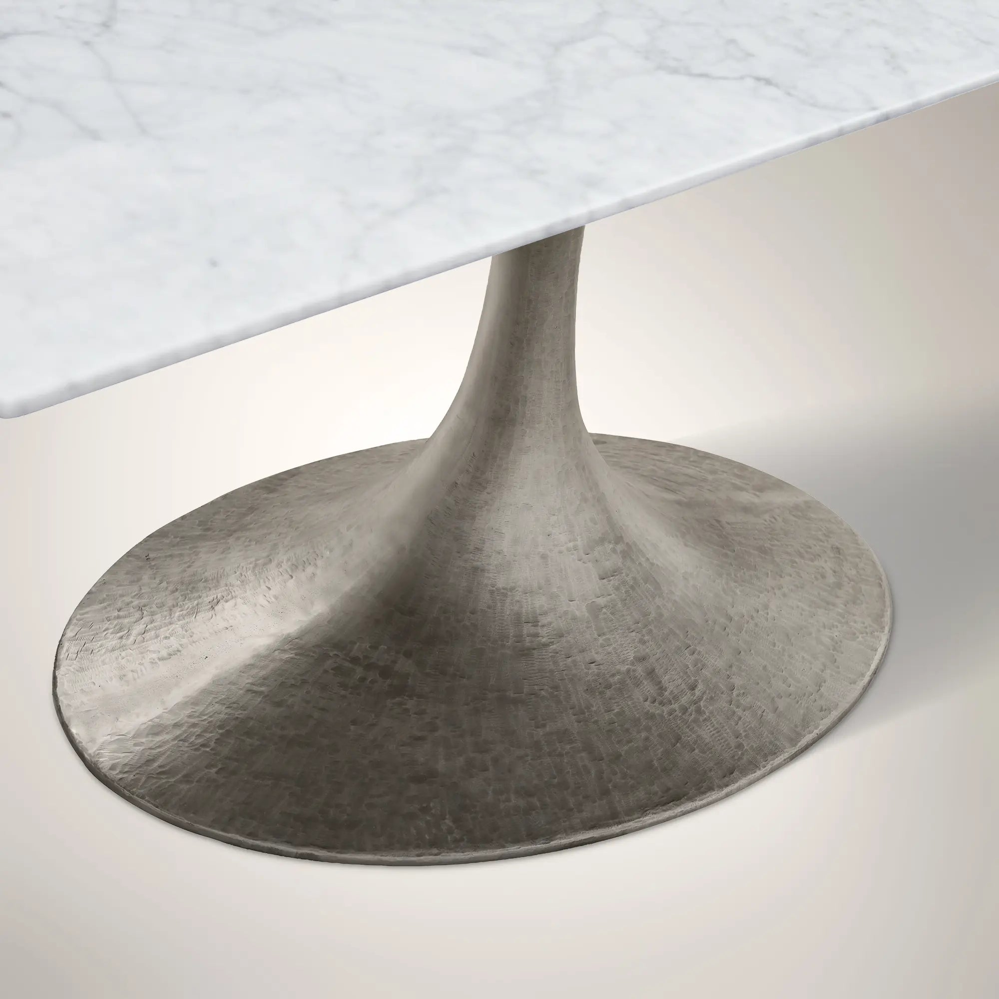 AVRA Rectangular Stone Dining Table with Oval Base