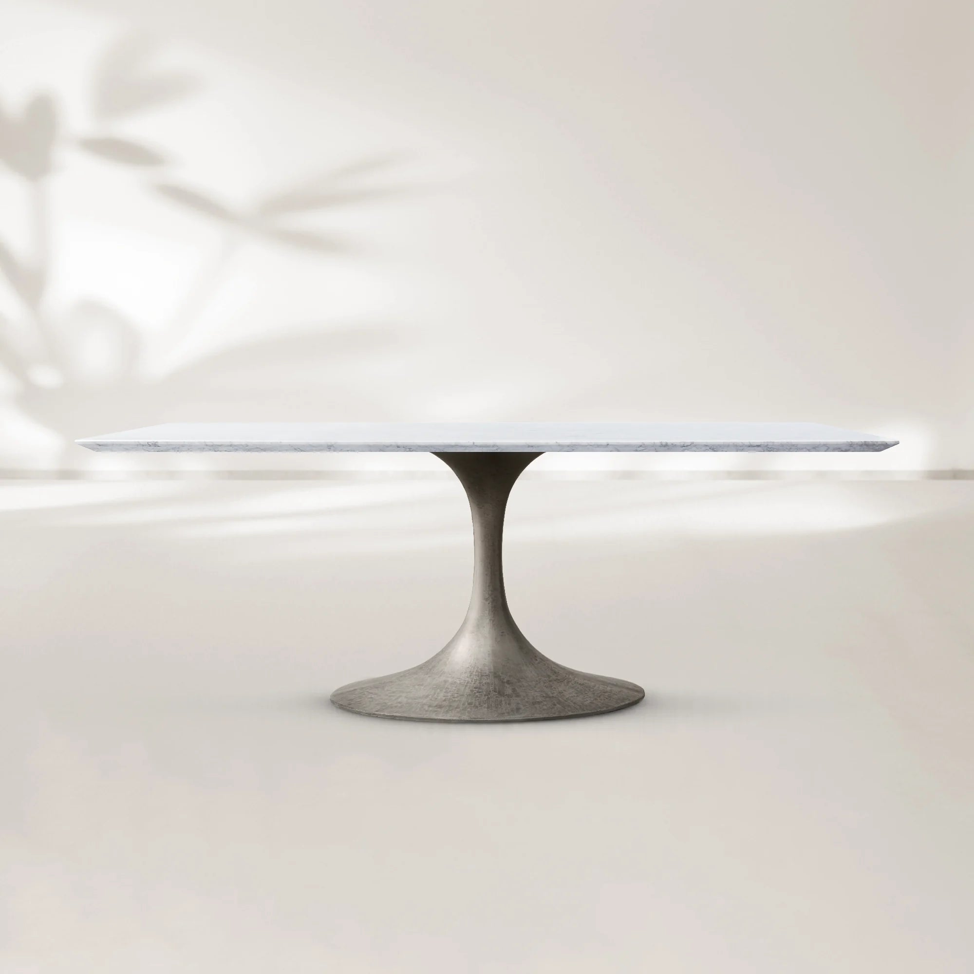 AVRA Rectangular Stone Dining Table with Oval Base