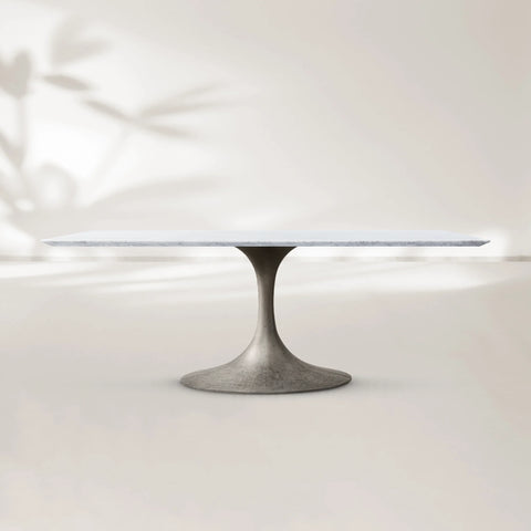 AVRA Rectangular Stone Dining Table with Oval Base