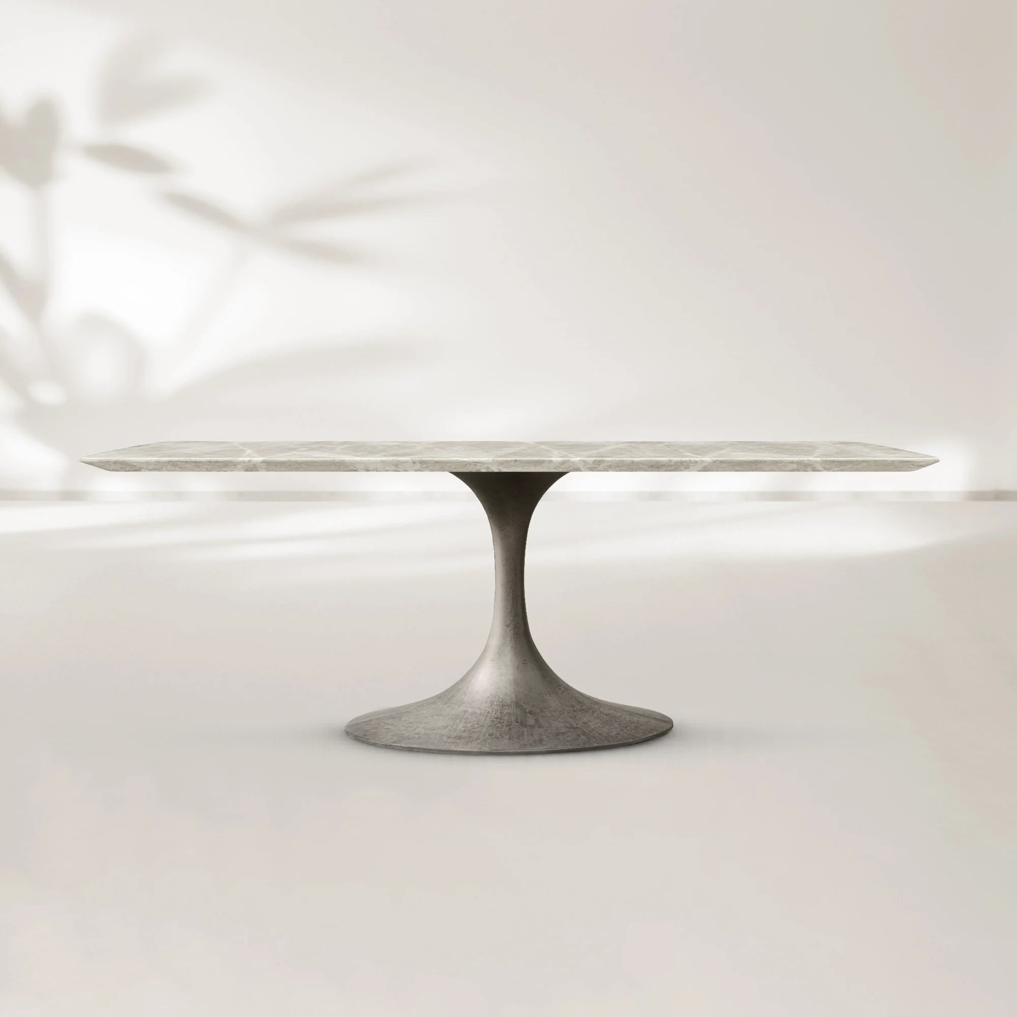 AVRA Rectangular Stone Dining Table with Oval Base