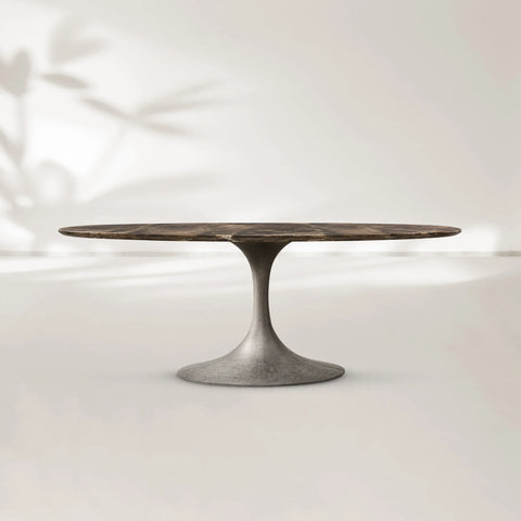 AVRA Oval Stone Dining Table with Oval Base